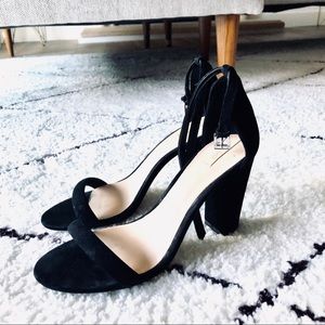 Black suede block heels 💕